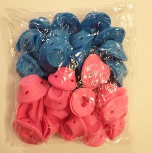 40 Piece Soft Silicone Blue and Pink Vintage 90's, Heatless Hair Curler